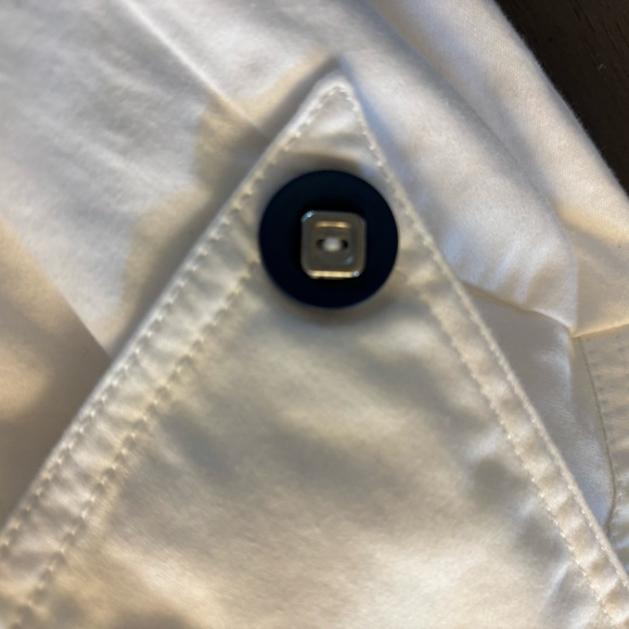 Christopher Banks Button White Jacket w/ Navy Buttons, Stretch  Pockets. Size L - Picture 9 of 10